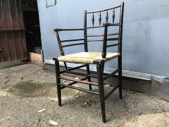 William Morris. A pair of Sussex rush seat Armchair - Thumbnail 4