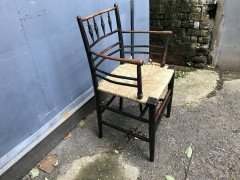 William Morris. A pair of Sussex rush seat Armchair - Thumbnail 5