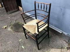 William Morris. A pair of Sussex rush seat Armchair - Thumbnail 6