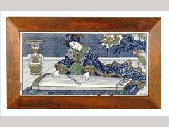 Royal Worcester. Anglo-Japanese 6 inch by 12 inch blue printed tile - Thumbnail 1
