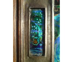 A well executed Arts & Crafts enamelled wall plaque with a Mermaid beckoning a ship - Thumbnail 5