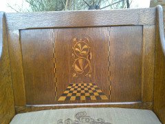 An unusual Arts & Crafts little Oak settle - Thumbnail 4