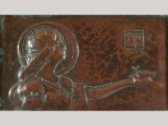 Margaret Thomson Wilson. A pair of embossed copper and Oak panels - Thumbnail 1