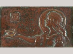 Margaret Thomson Wilson. A pair of embossed copper and Oak panels - Thumbnail 2