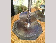Ernest Gimson for Alfred Bucknell. Rare and important pair of hand formed steel candlesticks - Thumbnail 6