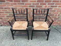 William Morris. A pair of Sussex rush seat Armchair - Thumbnail 4
