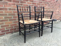 William Morris. A pair of Sussex rush seat Armchair - Thumbnail 5