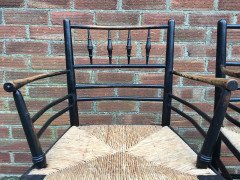 William Morris. A pair of Sussex rush seat Armchair - Thumbnail 6