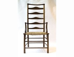 C. R. Ashbee for Guild of Handicraft. A beech ladderback Armchair with a re-rushed seat - Thumbnail 2