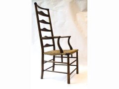 C. R. Ashbee for Guild of Handicraft. A beech ladderback Armchair with a re-rushed seat - Thumbnail 3