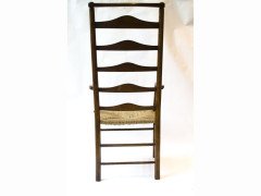 C. R. Ashbee for Guild of Handicraft. A beech ladderback Armchair with a re-rushed seat - Thumbnail 4