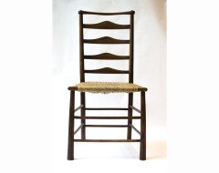 C. R. Ashbee for Guild of Handicraft. A beech ladderback Armchair with a re-rushed seat - Thumbnail 5