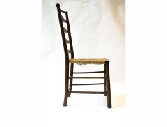 C. R. Ashbee for Guild of Handicraft. A beech ladderback Armchair with a re-rushed seat - Thumbnail 6