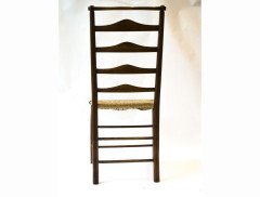C. R. Ashbee for Guild of Handicraft. A beech ladderback Armchair with a re-rushed seat - Thumbnail 7