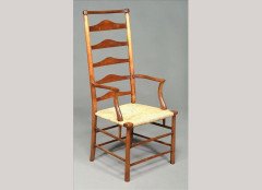 C. R. Ashbee for Guild of Handicraft. A beech ladderback Armchair with a re-rushed seat - Thumbnail 8