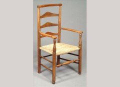 C. R. Ashbee for Guild of Handicraft. A beech ladderback Armchair with a re-rushed seat - Thumbnail 10