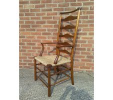 C. R. Ashbee for Guild of Handicraft. A beech ladderback Armchair with a re-rushed seat - Thumbnail 16