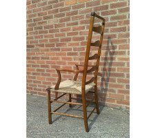 C. R. Ashbee for Guild of Handicraft. A beech ladderback Armchair with a re-rushed seat - Thumbnail 19