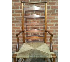 C. R. Ashbee for Guild of Handicraft. A beech ladderback Armchair with a re-rushed seat - Thumbnail 21