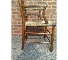 C. R. Ashbee for Guild of Handicraft. A beech ladderback Armchair with a re-rushed seat - Thumbnail 25