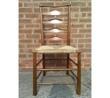 C. R. Ashbee for Guild of Handicraft. A beech ladderback Armchair with a re-rushed seat - Thumbnail 29