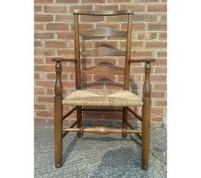 C. R. Ashbee for Guild of Handicraft. A beech ladderback Armchair with a re-rushed seat - Thumbnail 37