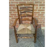 C. R. Ashbee for Guild of Handicraft. A beech ladderback Armchair with a re-rushed seat - Thumbnail 38