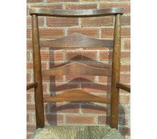 C. R. Ashbee for Guild of Handicraft. A beech ladderback Armchair with a re-rushed seat - Thumbnail 39