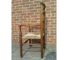 C R Ashbee for Guild of Handicraft. A beech ladderback armchair with a re-rushed seat - Thumbnail 40