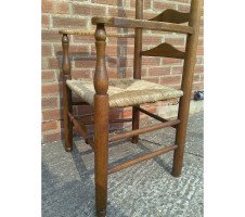 C. R. Ashbee for Guild of Handicraft. A beech ladderback Armchair with a re-rushed seat - Thumbnail 41
