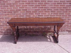 W. R. Lethaby for Marsh Jones and Cribb. A good two drawer Gothic Revival/Aesthetic library table - Thumbnail 2