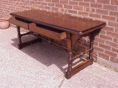 W. R. Lethaby for Marsh Jones and Cribb. A good two drawer Gothic Revival/Aesthetic library table - Thumbnail 4