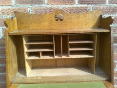 A Good Quality Arts & Crafts Oak Bureau Bookcase - Thumbnail 4