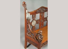 An Arts & Crafts Oak and pewter hall bench - Thumbnail 2