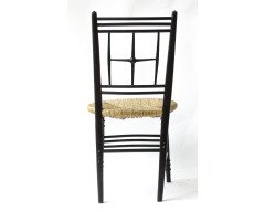Ford Madox Brown. Ebonised Arts & Crafts single star back Sussex chair - Thumbnail 3
