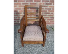A Sculptural Arts & Crafts Reclining Oak Armchair - Thumbnail 2