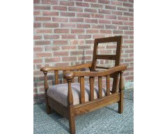 A Sculptural Arts & Crafts Reclining Oak Armchair - Thumbnail 4