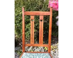 A Set of Four Arts & Crafts Oak Dining Chairs Covered in Morris & Co., Fabric - Thumbnail 6