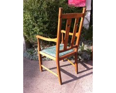 A Set of Four Arts & Crafts Oak Dining Chairs Covered in Morris & Co., Fabric - Thumbnail 10