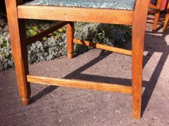 A Set of Four Arts & Crafts Oak Dining Chairs Covered in Morris & Co., Fabric - Thumbnail 12