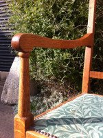 A Set of Four Arts & Crafts Oak Dining Chairs Covered in Morris & Co., Fabric - Thumbnail 13