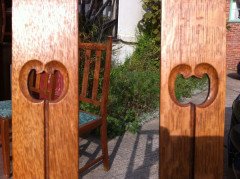 A Set of Four Arts & Crafts Oak Dining Chairs Covered in Morris & Co., Fabric - Thumbnail 16