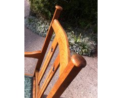 A Set of Four Arts & Crafts Oak Dining Chairs Covered in Morris & Co., Fabric - Thumbnail 17