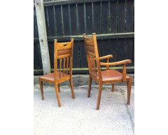 Liberty & Co. Attributed, a set of seven Arts & Crafts Oak dining chairs - Thumbnail 4
