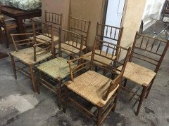 Philip Webb for Morris & Co. A set of seven Classic Arts Crafts Sussex chairs - Thumbnail 2