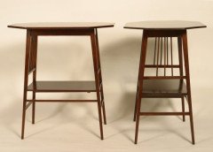 H. W. Batley for Jas Shoolbred. Rare pair of octagonal Anglo-Japanese side tables - Thumbnail 1