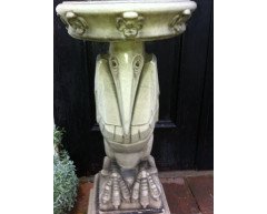 Rare set of stoneware garden ornaments and matching bird bath - Thumbnail 5