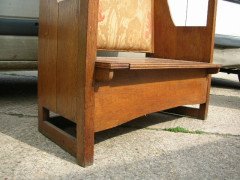 Liberty & Co. An Arts & Crafts Oak settle with fabric of The Silver Studio's - Thumbnail 4