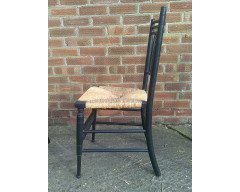 Liberty & Co. A set of Aesthetic Movement ebonised chairs after designs by Ford Maddox Brown with a Moresque style. - Thumbnail 6