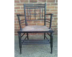 Liberty & Co. A set of Aesthetic Movement ebonised chairs after designs by Ford Maddox Brown with a Moresque style. - Thumbnail 13